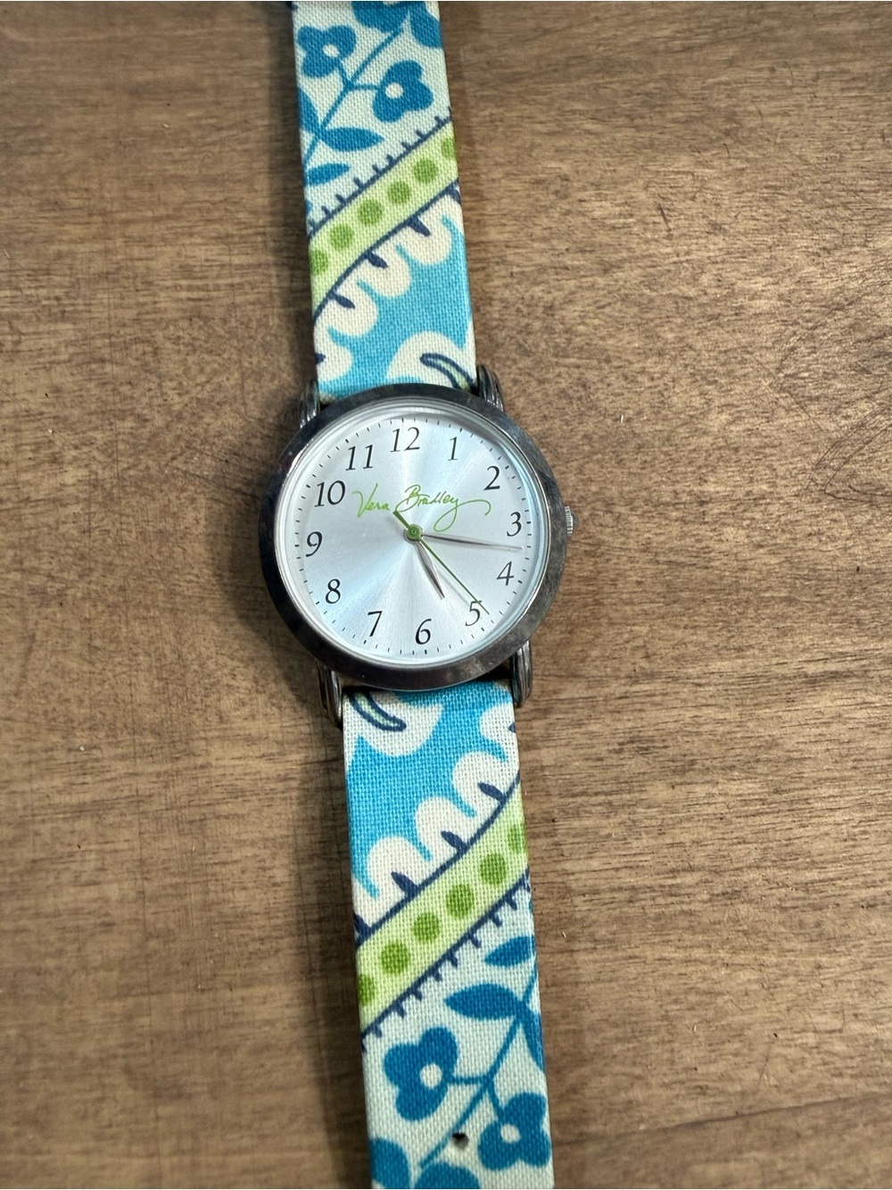 Retired Vera Bradley Floral Fabric Strap Quartz Watch Blue Green Women’s